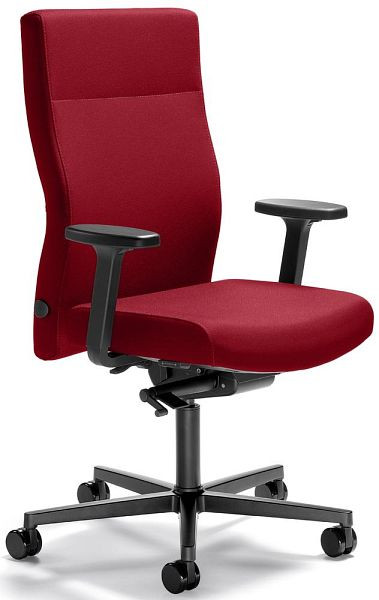 Deskin Bürodrehstuhl D001 ohne Armlehnen, Fußkreuz Polyamid schwarz, Bezug Stoff Delta1, Farbe rot, 289454