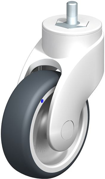 Blickle LWKX-TPA 101G-GSX10 Kunststoff-Lenkrolle WAVE, rostfrei, mit Gewindestift, Thermoplastisches Gummi-Elastomer, Grau, 744782