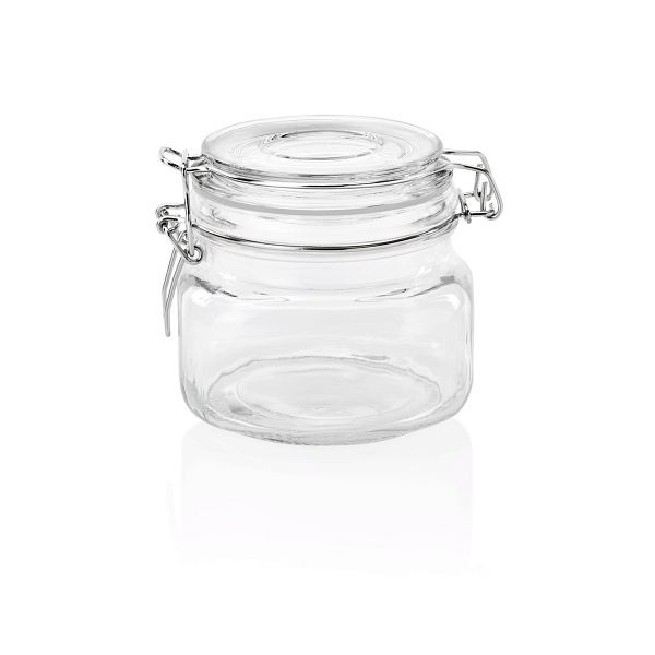 WAS Bügelverschlussglas mit Deckel, 0,50 Liter, 11 x 11, x 10,5 cm, Glas, VE: 2 Stück, 1787050