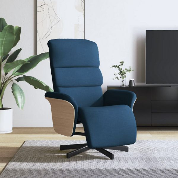 vidaXL Relaxsessel mit Fußteil Blau Stoff, 356608, 8721012043909