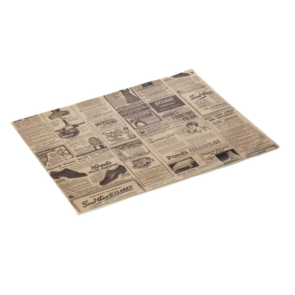 WAS Burgerpapier Times Brown Set WRAP & GO, 28 x 34 cm, Set á 1000 Stück, Fettpapier, 9995134