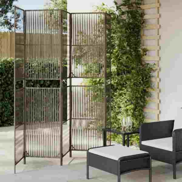 vidaXL Paravent 5-tlg. Grau Poly Rattan, 365398, 8721012244405
