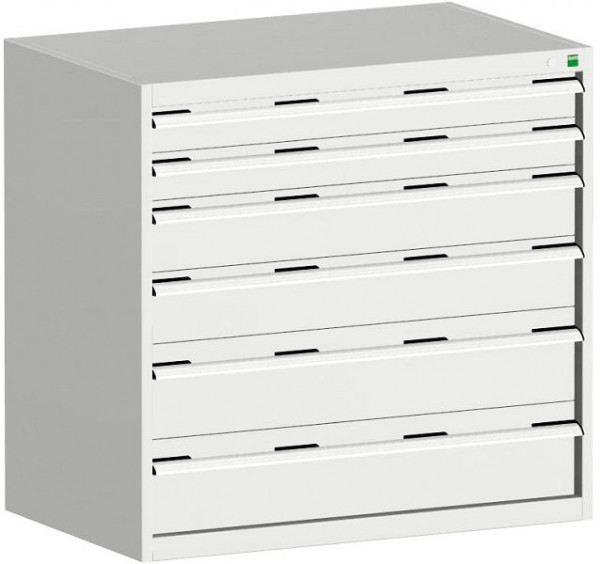 bott cubio Schubladenschrank bestückt mit 6 Schwerlastschubladen BxTxH: 1050 x 650 x 1000 mm, RAL 7035, 40021228.16V
