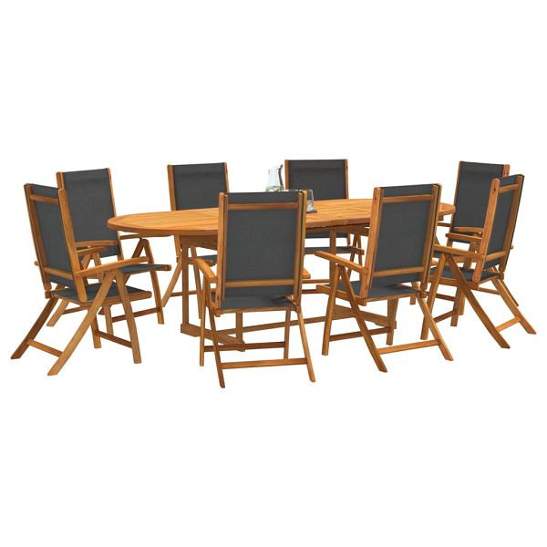 vidaXL 9-teilig Garten-Essgruppe Massivholz Akazie und Textilene, 3279263