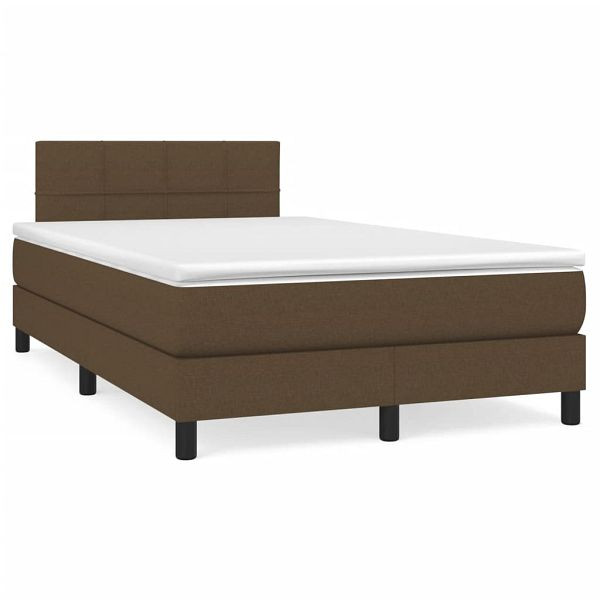 vidaXL Boxspringbett mit Matratze & LED Dunkelbraun 120x190 cm Stoff, 3270042