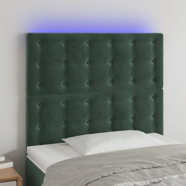 vidaXL LED Kopfteil Dunkelgrün 100x5x118/128 cm Samt, 3122903