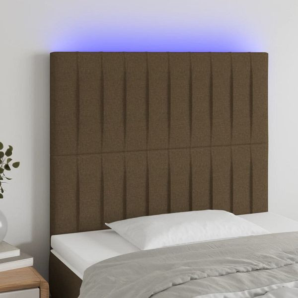 vidaXL LED Kopfteil Dunkelbraun 100x5x118/128 cm Stoff, 3122655