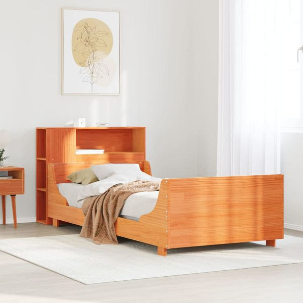 vidaXL Massivholzbett ohne Matratze Wachsbraun 100x200 Kiefernholz, 3323784