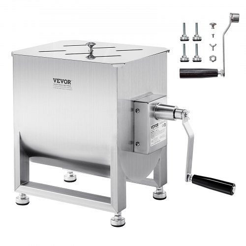 VEVOR manueller Fleischmischer 60L Edelstahl, mischt bis 27,2kg, Wurstmischer mit Untersetzungsgetriebe, Handmixer für Hackfleisch, SYRLJBJBKQXK8RH6N001V0