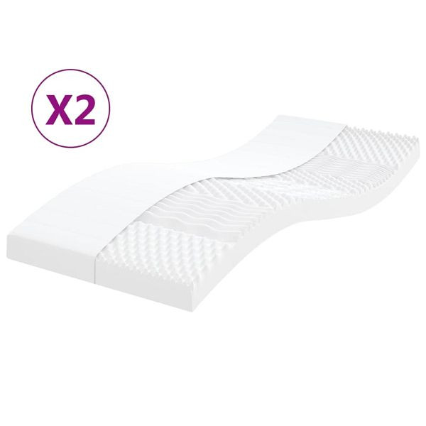 vidaXL Schaumstoffmatratzen 2 Stück 90x200 cm 7-Zonen Härtegrad 20 ILD, 356363