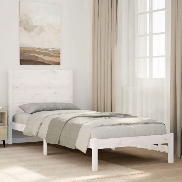 vidaXL Massivholzbett Extra Lang ohne Matratze Weiß 100x220 cm, 3309284