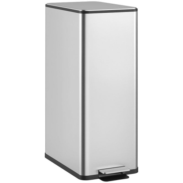HOMCOM Mülleimer 20L, Soft-Close-Deckel, Deodorant-Fach, Fingerabdrucksicher, Edelstahl, Silber, 851-041V01SR