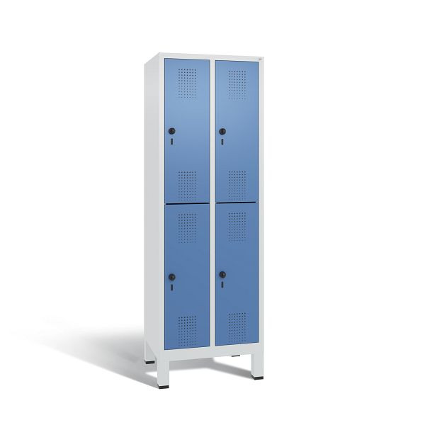 C+P Spind doppelstöckig Evolo, 2 Abteile, H1850xB610xT500 mm, Grau/Fernblau, 48310-20 S10224