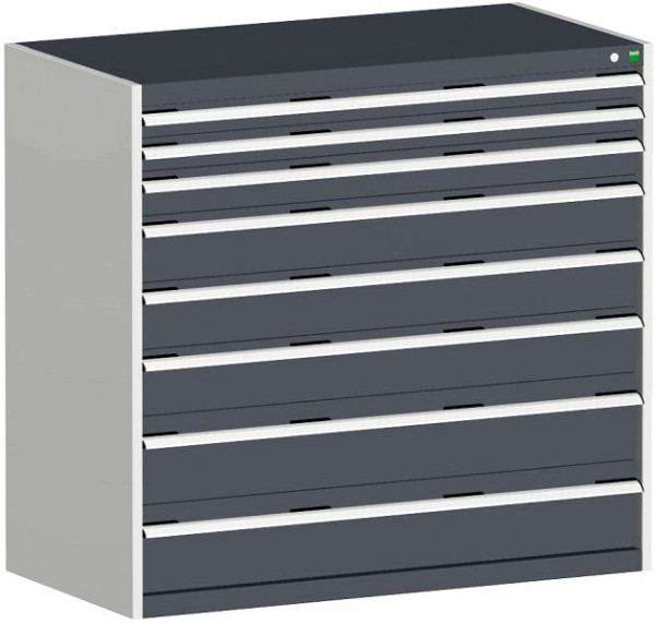 bott cubio Schubladenschrank bestückt mit 8 Schubladen BxTxH: 1300 x 650 x 1200 mm, RAL 7035/7016, 40022129.19V