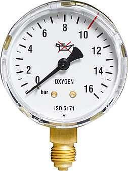 Iwetec Einzelmanometer Sauerstoff, 0 – 10 bar, 553016