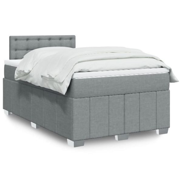 vidaXL Boxspringbett mit Matratze Hellgrau 120x190 cm Stoff, 3287021