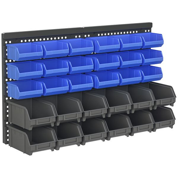 DURHAND Schüttenregal, Werkstattmagazin, 30 Boxen in 2 Größen, stapelbar, 63x18x37,5cm, Blau, B40-024V00BU