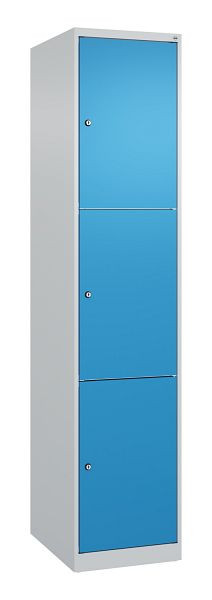 C+P Schließfachschrank Classic PLUS, 1850x400x500mm, 7035/5012, mit 3 Fächern, 080000-123 S10004