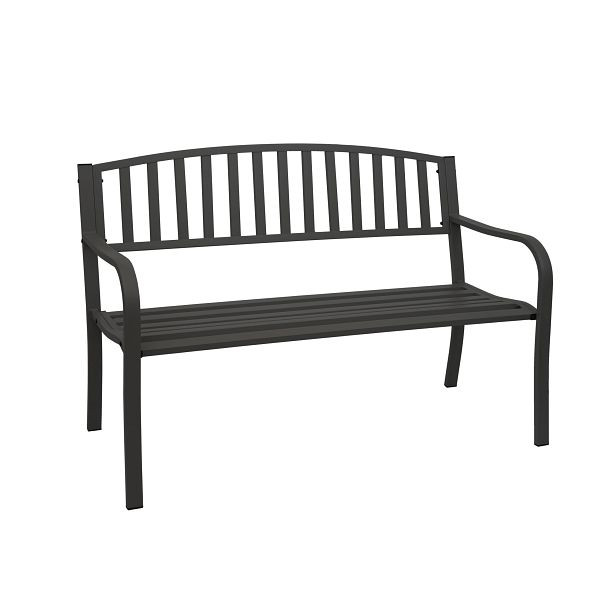 Mendler Gartenbank HWC-F43, Bank Parkbank Sitzbank, 2-Sitzer pulverbeschichteter Stahl, schwarz, 69696