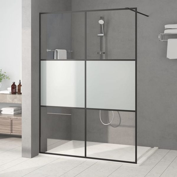vidaXL Duschwand für Begehbare Dusche Schwarz 140x195 cm Halbmatt ESG, 152109