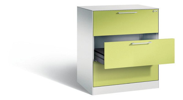 C+P Karteischrank Asisto, H1010xB800xT600mm, Farbe: Lichtgrau / Viridingrün, Bügelgriff, 146243-322 S10040