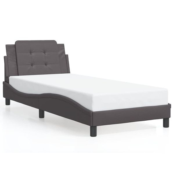 vidaXL Bettgestell mit LED Grau 90x200 cm Kunstleder, 3214085