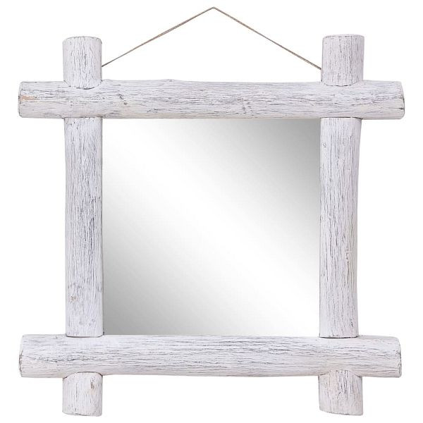 vidaXL Holzspiegel Weiß 70x70 cm Altholz Massiv, 283932