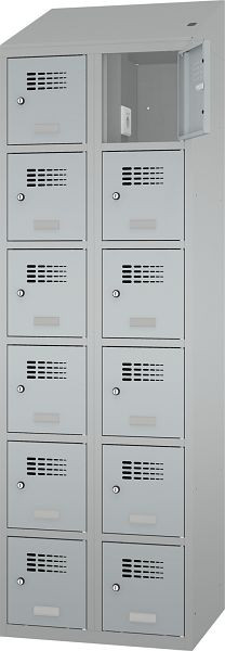 Eurobox Garderobenspind, 2 Abteile 12 Fächer, mit Steckdose, 400 mm, 1200-040206