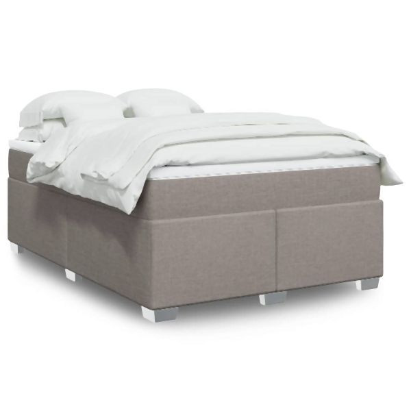 vidaXL Boxspringbett mit Matratze Taupe 140x200 cm Stoff, 3285141