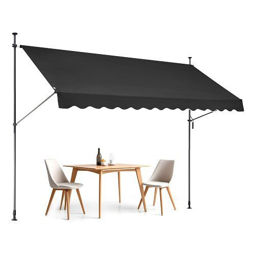 VEVOR Klemmmarkise 350x120 cm, Balkonmarkise mit Handkurbel, höhenverstellbar 218-309 cm, für Terrasse/Balkon/Garten, Schwarz, SSSZYPHSLZS11VTSVV0