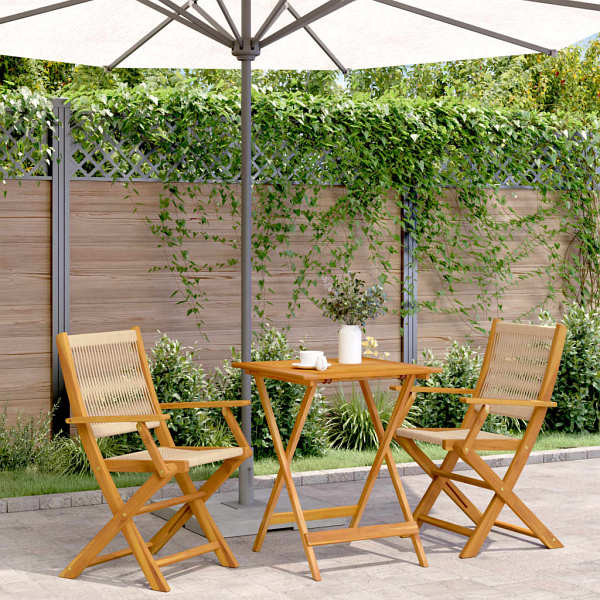 vidaXL 3-tlg. Bistro-Set Beige Polypropylen und Massivholz, 3281807