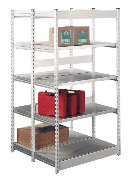 hofe Fachboden-Anbauregal, 2500x500x1000 mm, 6 Fachebenen, verzinkt / RAL 7035, 200 kg Fachlast, 3600 kg Feldlast, einseitige Bedienung, RKA255010MD