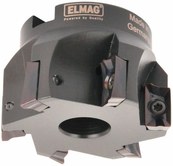 ELMAG Eckfräser 90° Ø: 80mm, 7-Schneiden, Aufnahme 27mm, ohne Wendeplatten (APKT, APHX), 17213