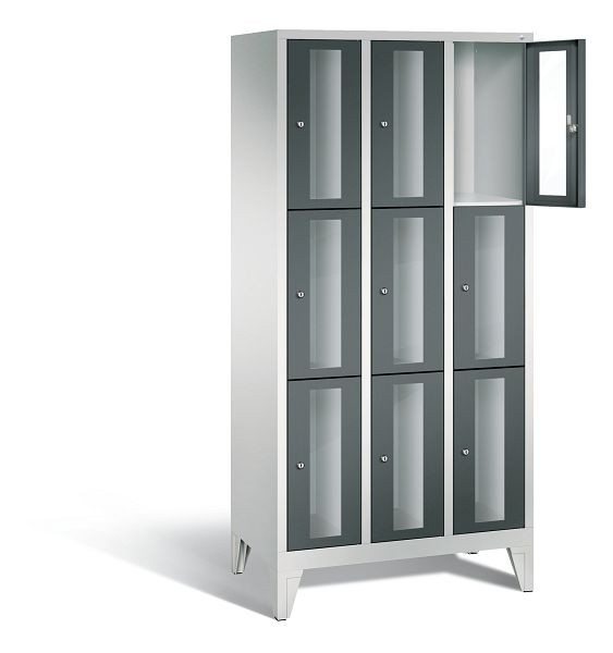 C+P Schließfachschrank Classic, H1850xB900xT500mm, Farbe: Lichtgrau / Anthrazitgrau, 8010A303 S10020
