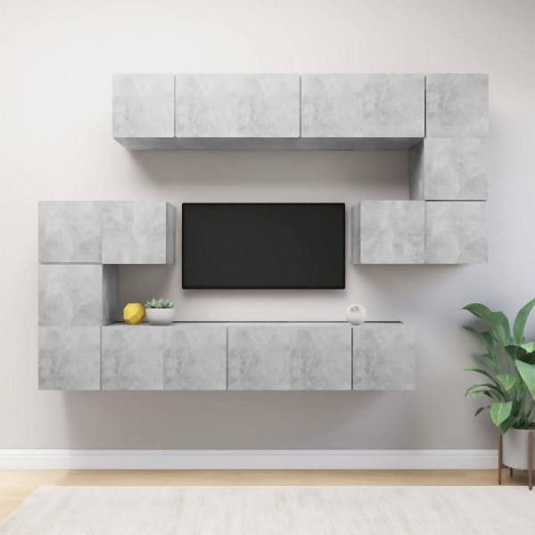vidaXL 10-tlg. TV-Schrank-Set Betongrau Holzwerkstoff, 3079144