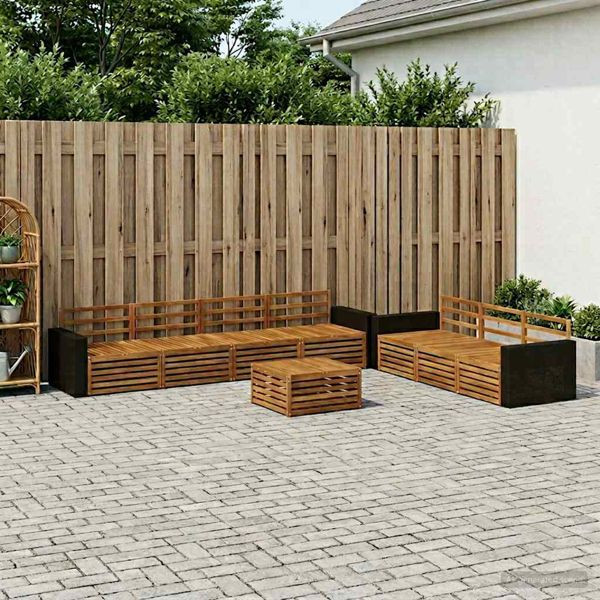 vidaXL Outdoor-Sofagarnitur 8-teilig Natur 79 x 79 x 37 cm, 3383122