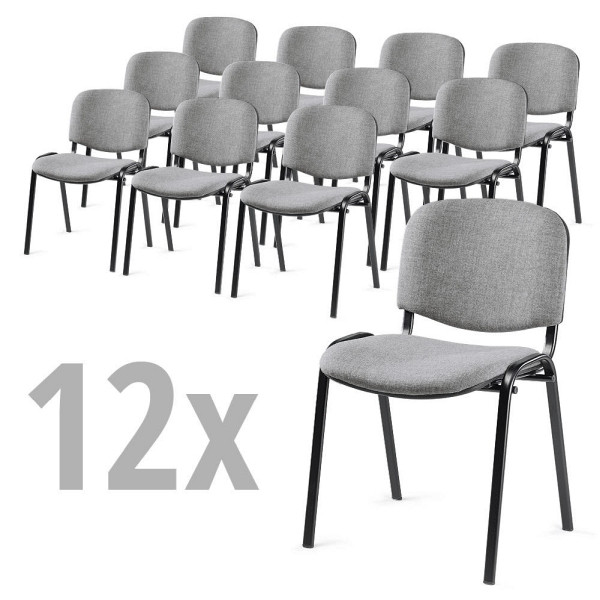 Deskin 12er SET - Besucherstühle ISO, Grau, 545 x 560 x 820 mm, Gestell: Schwarz, 346672