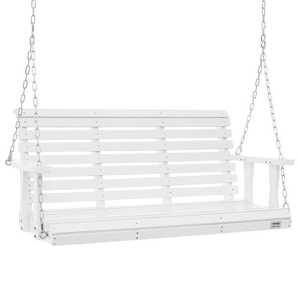 VEVOR Hollywoodschaukel Zedernholz, 1370x710x600mm, für Hof und Garten, verbesserte Tragkraft von ca. 400 kg, weiß, MLQQCMK45YC0PA8DSV0