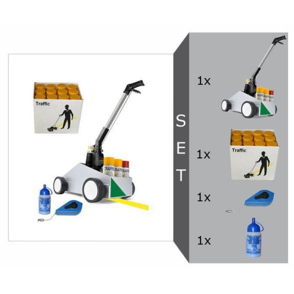 Stein HGS Markierwagen -Perfect Striper- Komplett-Set, Markierwagen -Perfekt Striper-, inkl. 1 Karton (12 Dosen), Markierfarbe -Traffic-, gelb, 12420-02