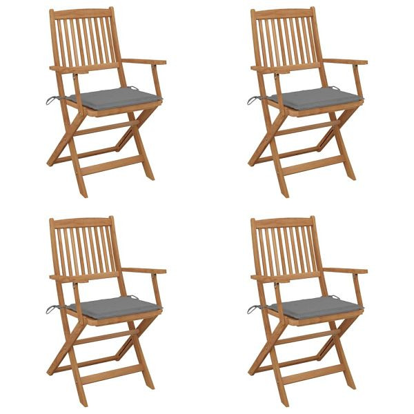 vidaXL Klappbare Gartenstühle 4 Stück mit Kissen Massivholz Akazie, 3064618