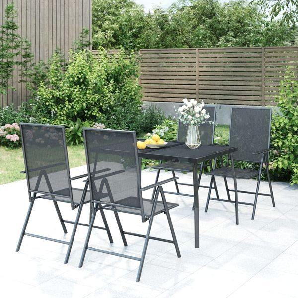 vidaXL 5-tlg. Garten-Essgruppe Anthrazit Stahl, 3187979