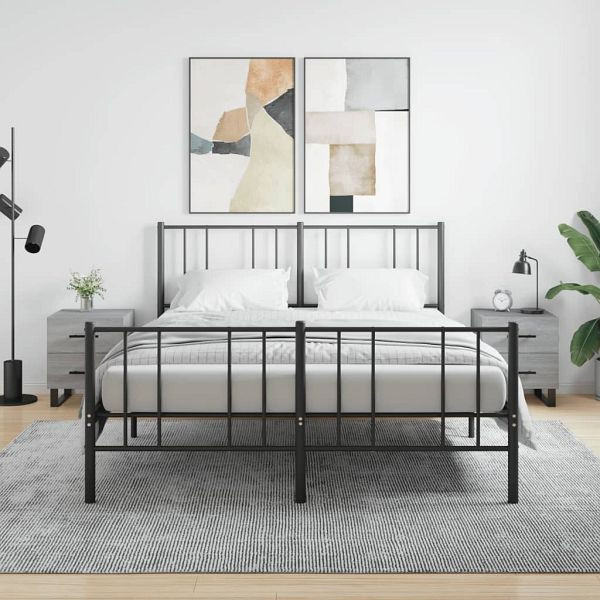 vidaXL Nachttische 2 Stück Grau Sonoma 40x35x47,5 cm Holzwerkstoff, 827369