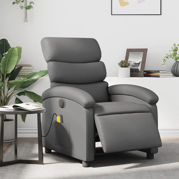 vidaXL Massagesessel Elektrisch Grau Kunstleder, 3204036