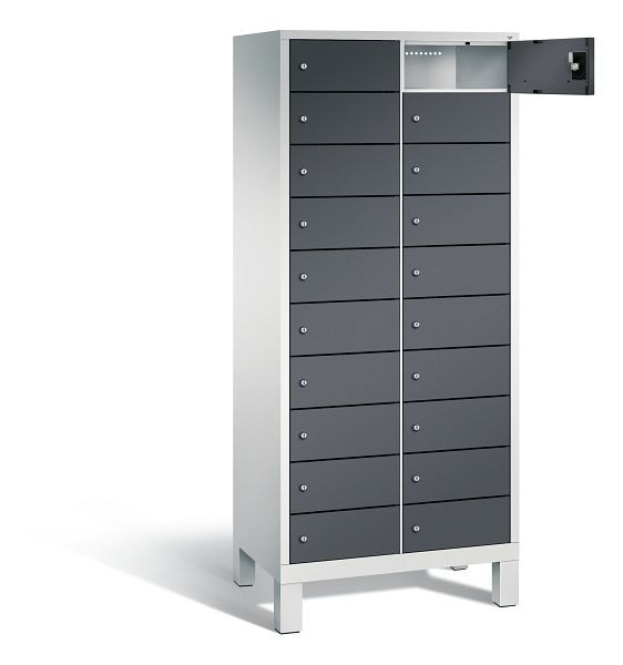 C+P Schließfachschrank Evolo, H1700xB810xT500mm, Farbe: Lichtgrau / Schwarzgrau, 48010-2210 S10041