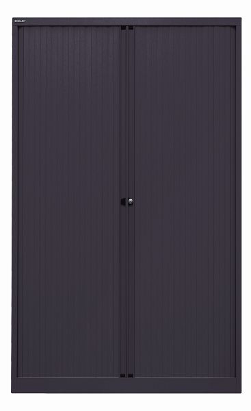 Bisley Rollladenschrank EuroTambour, 4 Fachböden, 5 OH, Rollladen schwarz, Korpus schwarz, ET412194S5633
