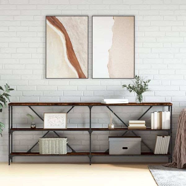 vidaXL Konsolentisch Räuchereiche 200x30x75 cm Holzwerkstoff und Eisen, 832860