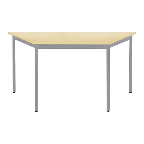 Bisley Mehrzwecktisch, Trapezförmig, Breite 1400 mm, Tiefe 700 mm, 25mm Tischstärke, 399 chrom x MP ahorn, MTC25T1407MP399