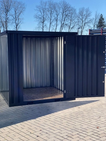 LagerContainerXXL 2 Meter Lagercontainer RAL7021 mit Einflügeltür, A7742