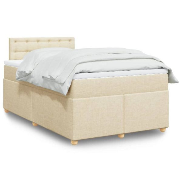vidaXL Boxspringbett mit Matratze Creme 120x190 cm Stoff, 3288938
