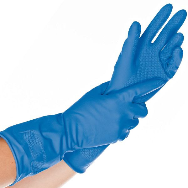 Hygonorm Haushaltshandschuhe Bettina Soft, blau, Größe 7/S, Latex beflockt, VE: 120 Paar, 25866
